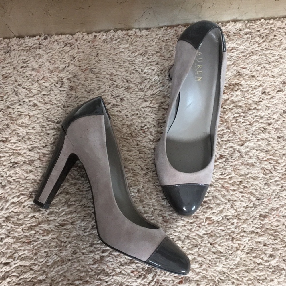 Ralph Lauren Rafita Suede and Patent pumps 9b